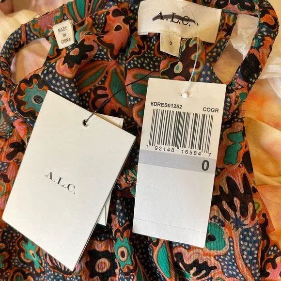 A.L.CKaplan Floral Halter Dress In Coralgree