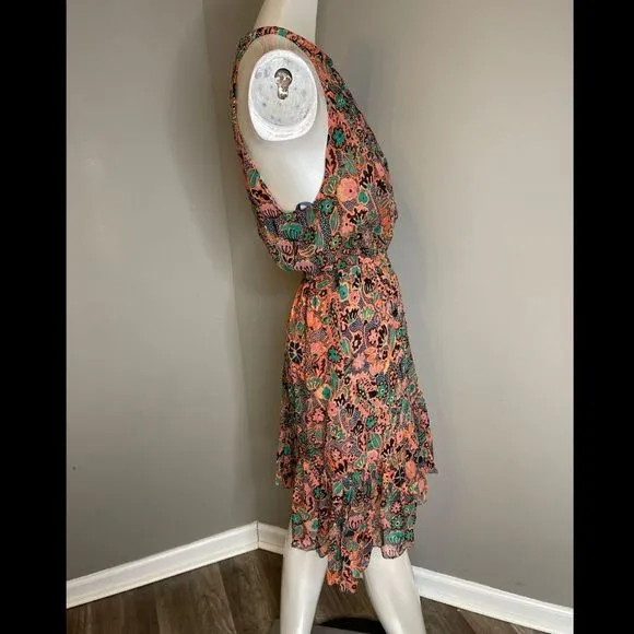 A.L.CKaplan Floral Halter Dress In Coralgree