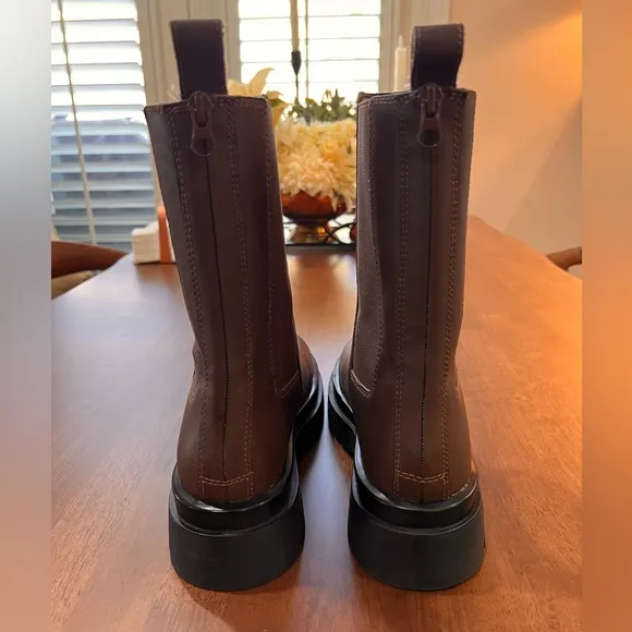 Aldo MAPLE Mid Calf Boots platform Chelsea Chestnut pull tap Chunky Sole sz 7.5
