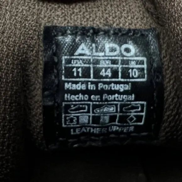 Aldo Mens Brown Leather Lace Up Boot Buckle Accent Wrap Size 11