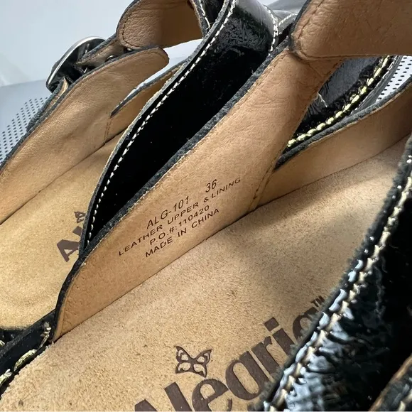 Alegria Black Shoes with Glossy Finish and Adjustable Buckle