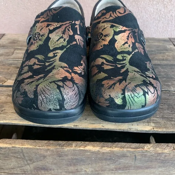Alegria by PG Lite Black Floral Slip On Shoes