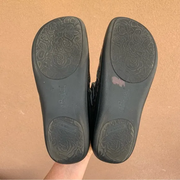 Alegria by PG Lite Black Floral Slip On Shoes