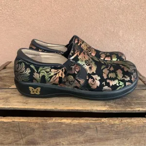 Alegria by PG Lite Black Floral Slip On Shoes