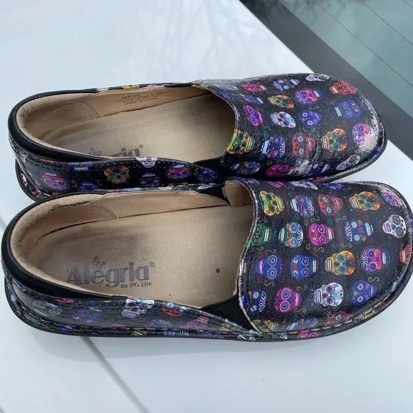 ALEGRIA Debra Sugar Skulls Nursing Shoes Size 39
