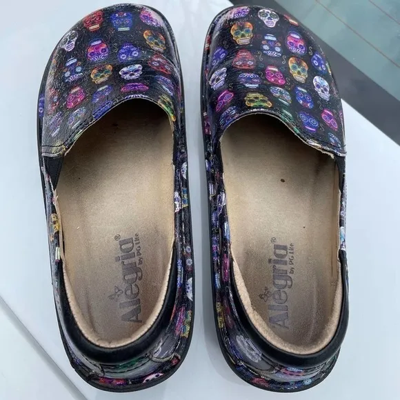 ALEGRIA Debra Sugar Skulls Nursing Shoes Size 39