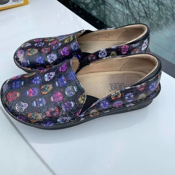 ALEGRIA Debra Sugar Skulls Nursing Shoes Size 39