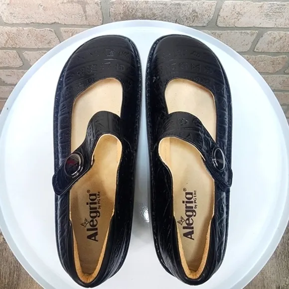 ALEGRIA Paloma Mary Jane Embossed Leather Nursing Shoes Size 11-11.5/42