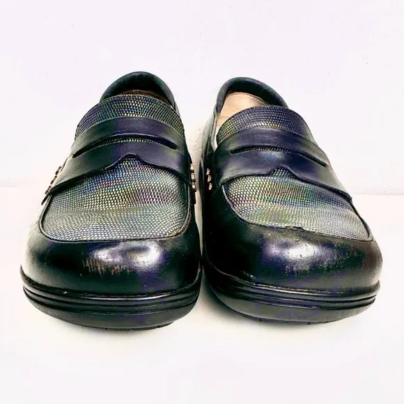 Alegria Taylor Iguana Sheen Leather Loafer Clog Shoes
