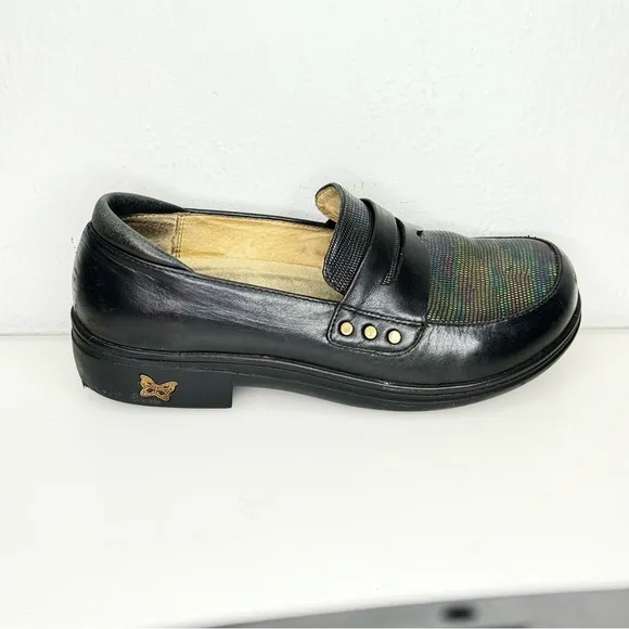 Alegria Taylor Iguana Sheen Leather Loafer Clog Shoes