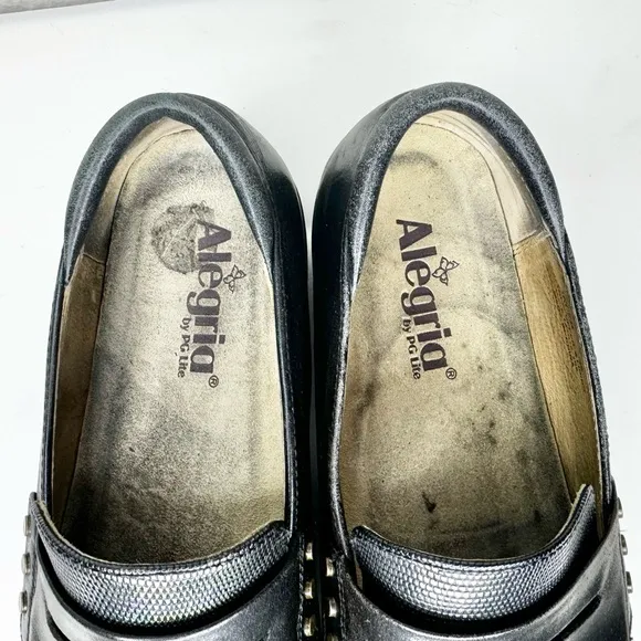 Alegria Taylor Iguana Sheen Leather Loafer Clog Shoes