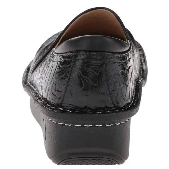 Alegria Womens Debra Black Embossed Rose Shoes Clogs Slip On Professional NIB 44