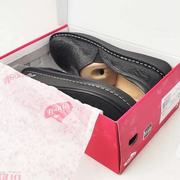 Alegria Womens Debra Black Embossed Rose Shoes Clogs Slip On Professional NIB 44