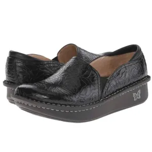 Alegria Womens Debra Black Embossed Rose Shoes Clogs Slip On Professional NIB 44