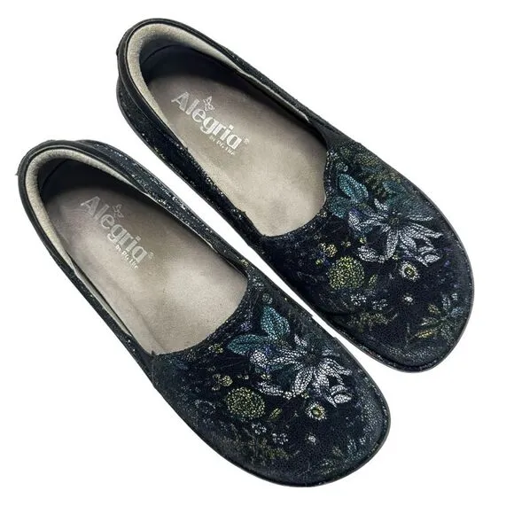 Alegria Women's Debra Herbaceous Textured Leather Slip On Nursing Clogs Shoes 39