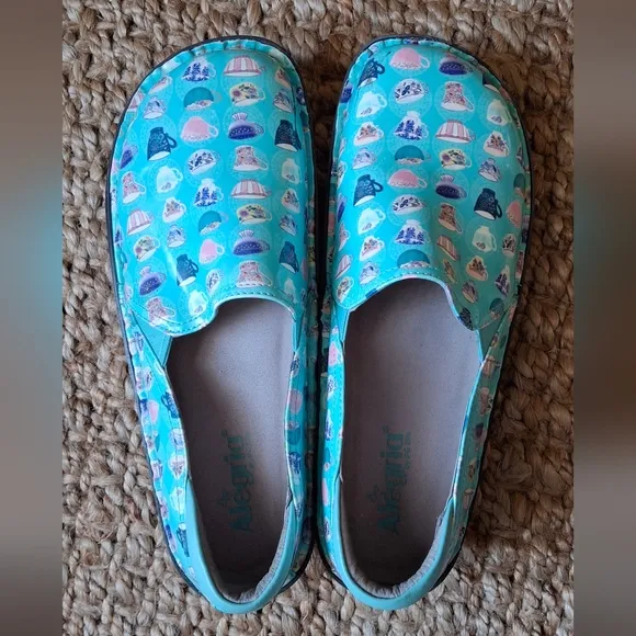 Alegria womens tea debra teacup aqua nursing slip on shoes size 42 (11.5/12)