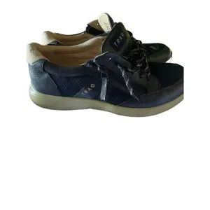 Alegria Womens Blue Lace Up Leather Eazee Fog Sneaker Athletic Shoes Size 39
