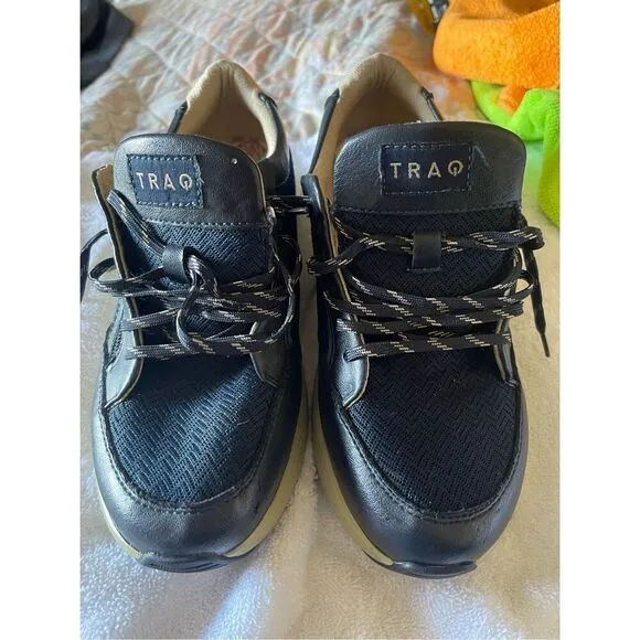 Alegria Womens Blue Lace Up Leather Eazee Fog Sneaker Athletic Shoes Size 39