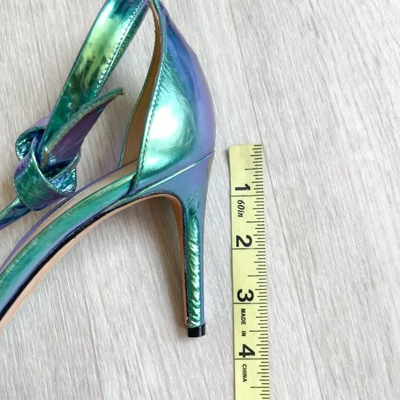 Alexandre Birman Dolores Knotted Sandals Holographic Ocean Size 37 US 6.5 NEW