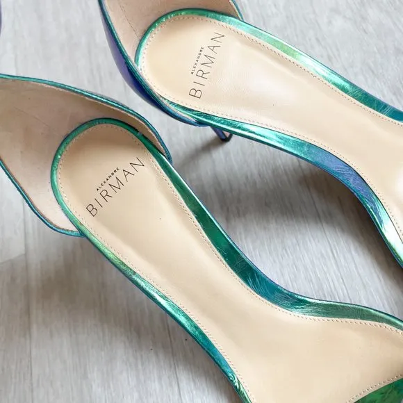 Alexandre Birman Dolores Knotted Sandals Holographic Ocean Size 37 US 6.5 NEW