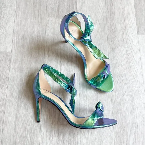 Alexandre Birman Dolores Knotted Sandals Holographic Ocean Size 37 US 6.5 NEW