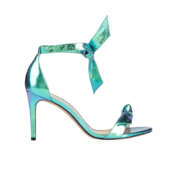 Alexandre Birman Dolores Knotted Sandals Holographic Ocean Size 37 US 6.5 NEW