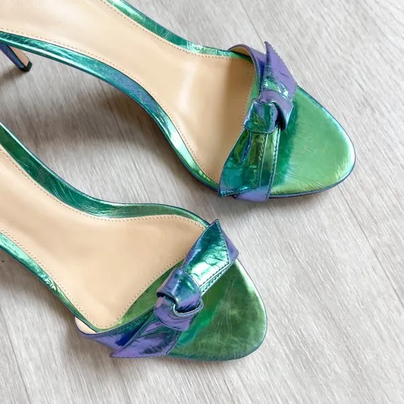 Alexandre Birman Dolores Knotted Sandals Holographic Ocean Size 37 US 6.5 NEW