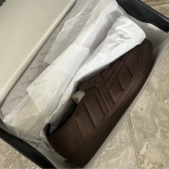 Alfani Copper Chocolate Quilted Slip-On Sneakers Size 11.5M, New in Box