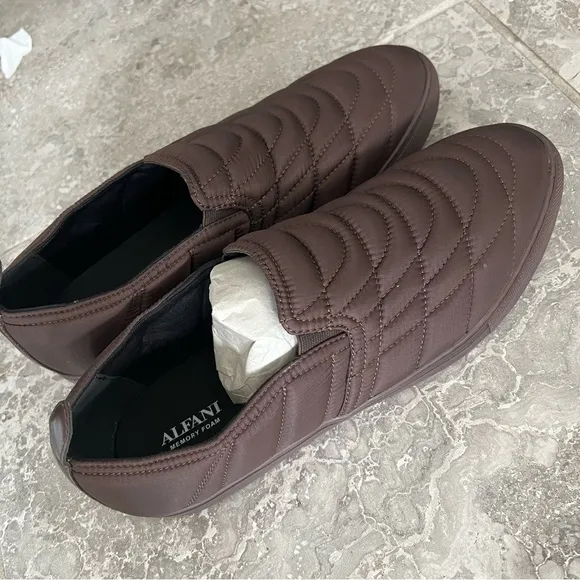 Alfani Copper Chocolate Quilted Slip-On Sneakers Size 11.5M, New in Box