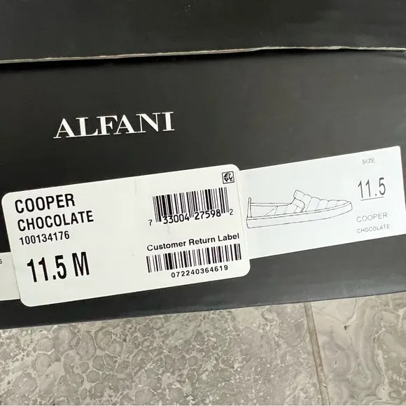 Alfani Copper Chocolate Quilted Slip-On Sneakers Size 11.5M, New in Box