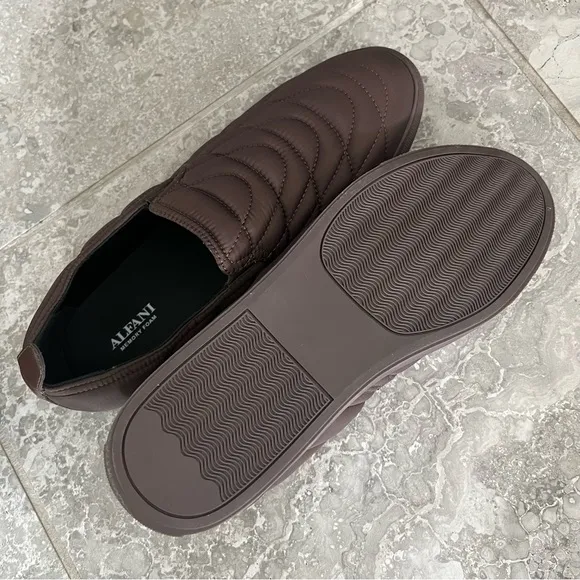 Alfani Copper Chocolate Quilted Slip-On Sneakers Size 11.5M, New in Box