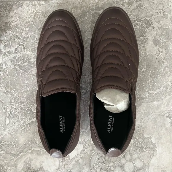 Alfani Copper Chocolate Quilted Slip-On Sneakers Size 11.5M, New in Box