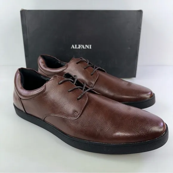 Alfani Men’s Elston Lace-Up Oxford Sneakers Shoes, Chocolate Size 13