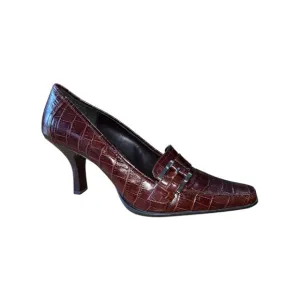 Alfani Step N Flex Brown Leather Square Toe Loafer Style Heel Women's Sz 10M NEW