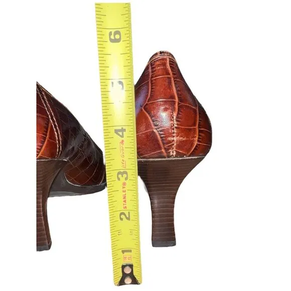 Alfani Step N Flex Brown Leather Square Toe Loafer Style Heel Women's Sz 10M NEW