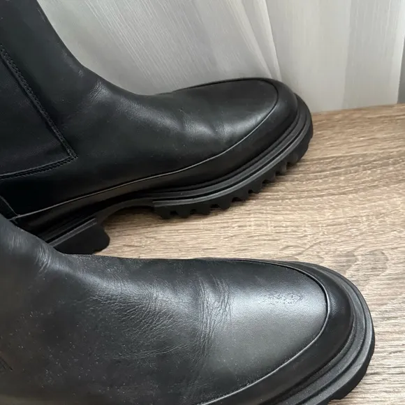 All Saints Black Harlee Lug Sole Chelsea Boots
