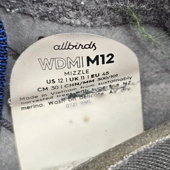 Allbirds Men's Mizzle Merino Wool Sneakers in Gray and Blue
