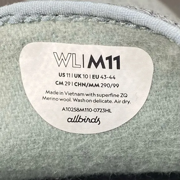 Allbirds Men’s Wool Loungers Slip-On Sneakers Size 11 Gray White