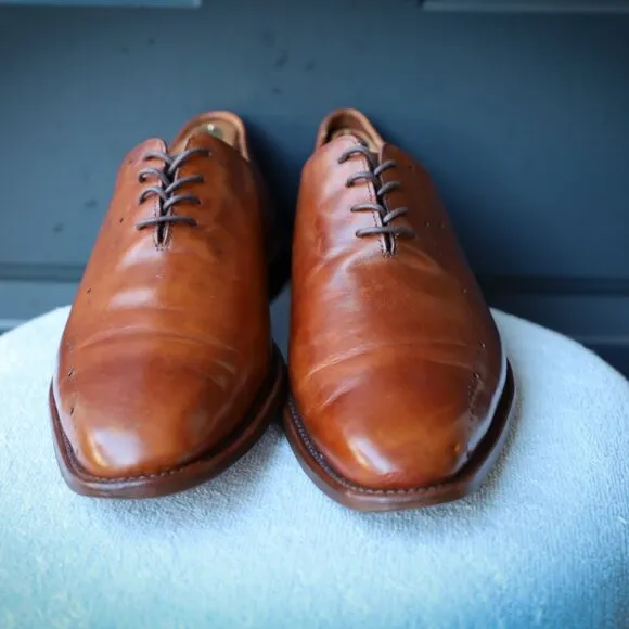 Allen Edmnonds 10-E Greenwhich Wholecut Brown Oxford Mens Dress Shoes