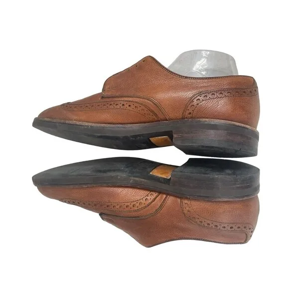 Allen Edmonds 6829 Men's Size 9D Dress Shoes Brown Pebble Leather Wingtip Oxford