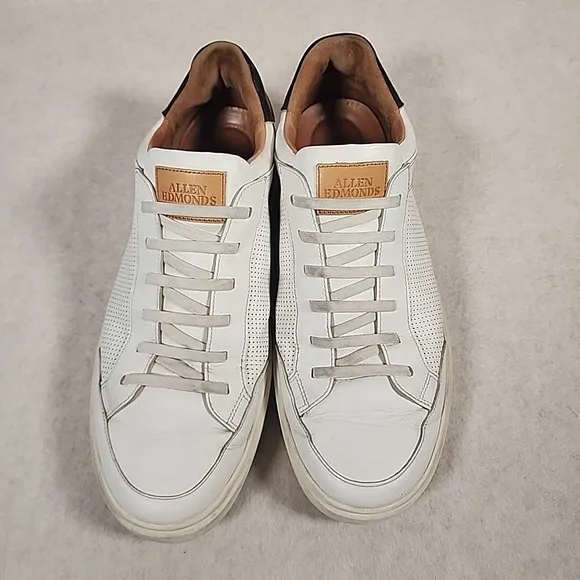 Allen Edmonds &quot;OLIVER&quot; Men's Slip-On Stretch Lace Sneakers 14 D White‎ *READ