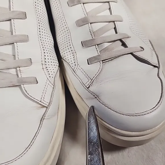 Allen Edmonds &quot;OLIVER&quot; Men's Slip-On Stretch Lace Sneakers 14 D White‎ *READ