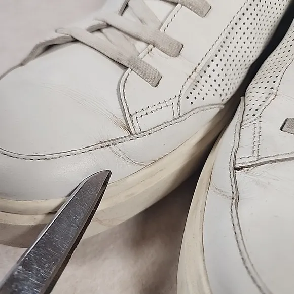 Allen Edmonds &quot;OLIVER&quot; Men's Slip-On Stretch Lace Sneakers 14 D White‎ *READ