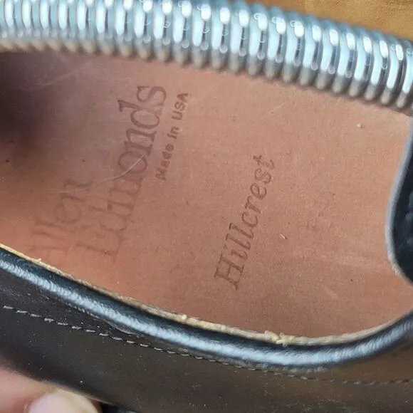 Allen Edmonds Hillcrest Black Shoes Mens 9.5 D Leather Derby Bluchers Shoes 5904
