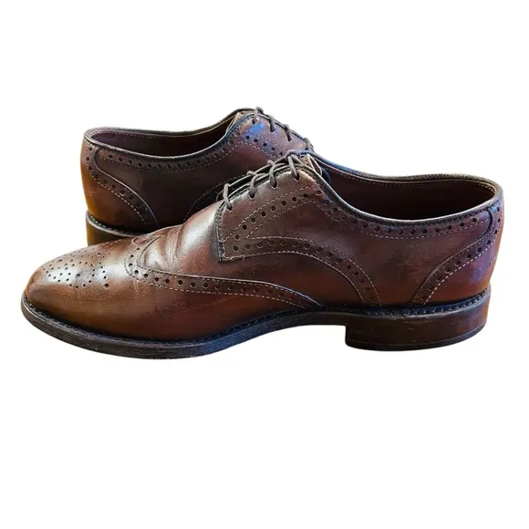 ALLEN EDMONDS Hindsdale Brown Wingtip Oxfords Derby Dress Shoes Sz 8 Made USA