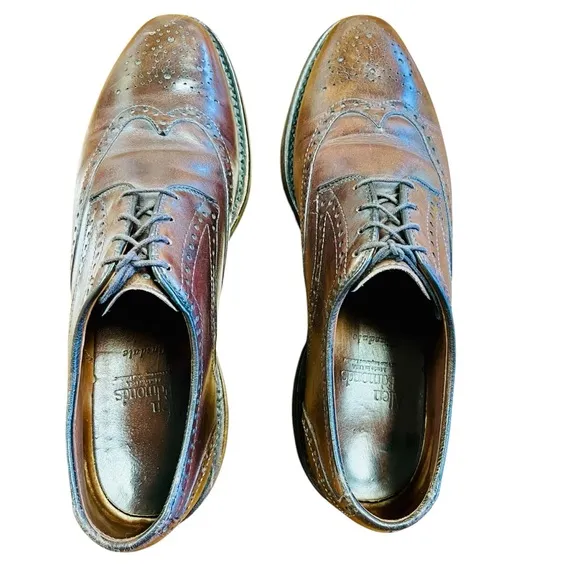 ALLEN EDMONDS Hindsdale Brown Wingtip Oxfords Derby Dress Shoes Sz 8 Made USA