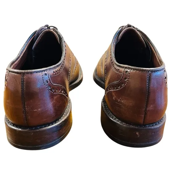 ALLEN EDMONDS Hindsdale Brown Wingtip Oxfords Derby Dress Shoes Sz 8 Made USA