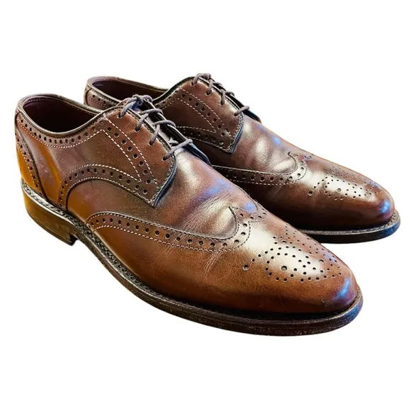 ALLEN EDMONDS Hindsdale Brown Wingtip Oxfords Derby Dress Shoes Sz 8 Made USA