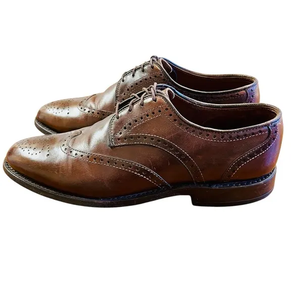 ALLEN EDMONDS Hindsdale Brown Wingtip Oxfords Derby Dress Shoes Sz 8 Made USA