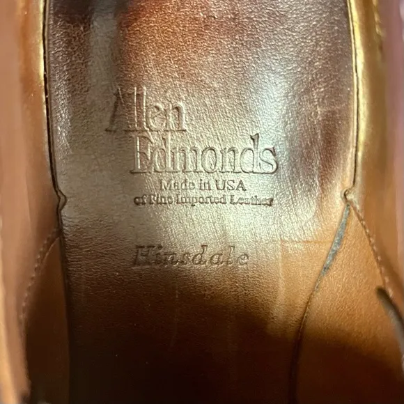 ALLEN EDMONDS Hindsdale Brown Wingtip Oxfords Derby Dress Shoes Sz 8 Made USA